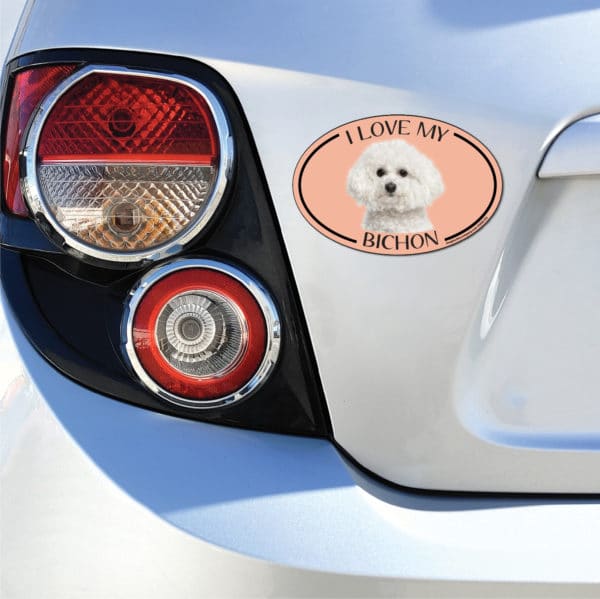 I Love my Bichon Breed Oval Magnet - Image 3