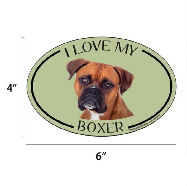 I Love my Boxer Breed Oval Magnet - Image 2
