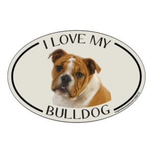 I Love my Bulldog Breed Oval Magnet