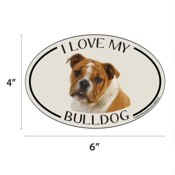 I Love my Bulldog Breed Oval Magnet - Image 2