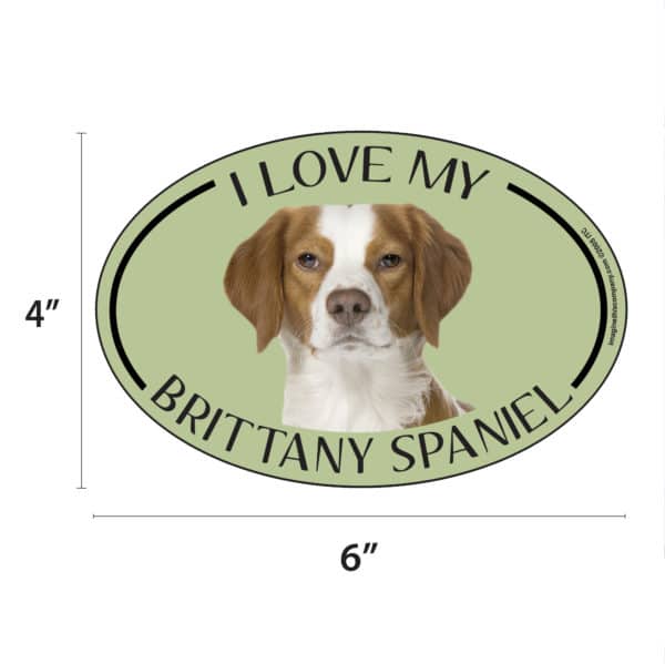 I Love my Brittany Breed Oval Magnet - Image 2