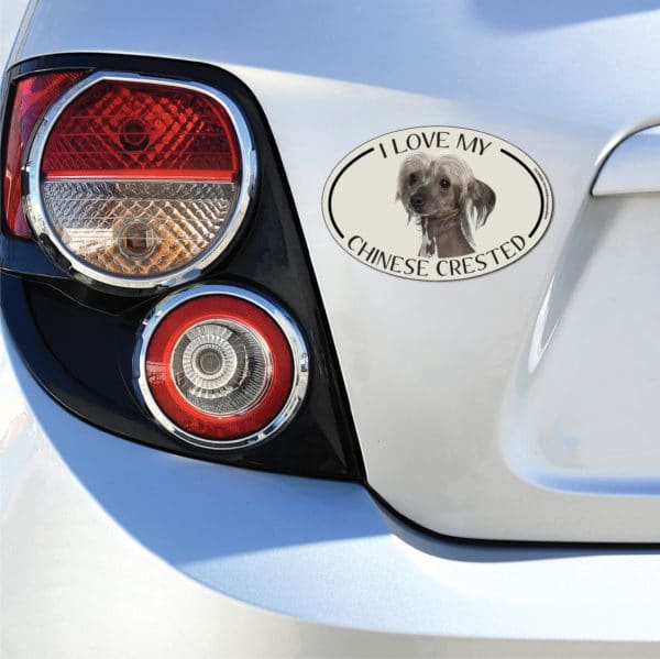 I Love my Chinese Crested Breed Oval Magnet - Image 3