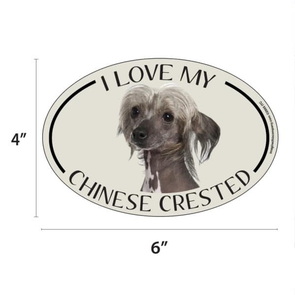 I Love my Chinese Crested Breed Oval Magnet - Image 2