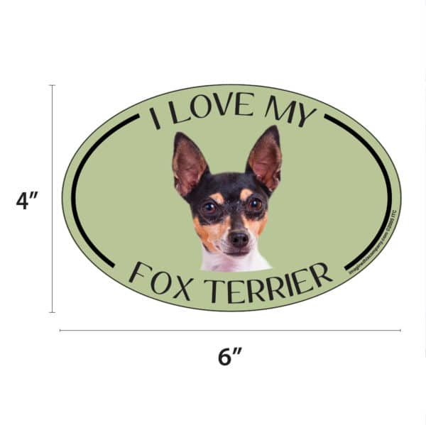 I Love my Fox Terrier Breed Oval Magnet - Image 2