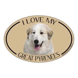I Love my Great Pyrenees Breed Oval Magnet