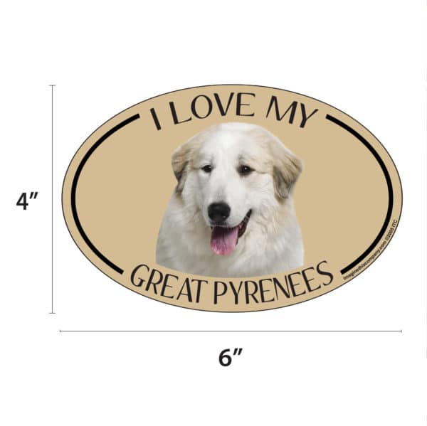 I Love my Great Pyrenees Breed Oval Magnet - Image 2