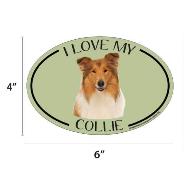 I Love my Collie Breed Oval Magnet - Image 2