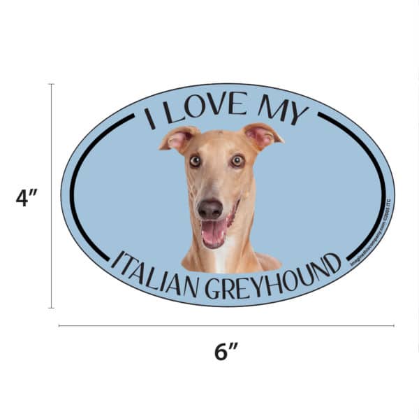 I Love my Italian Greyhound Breed Oval Magnet - Image 2