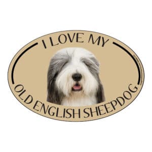 I Love my Old English Sheepdog Breed Oval Magnet