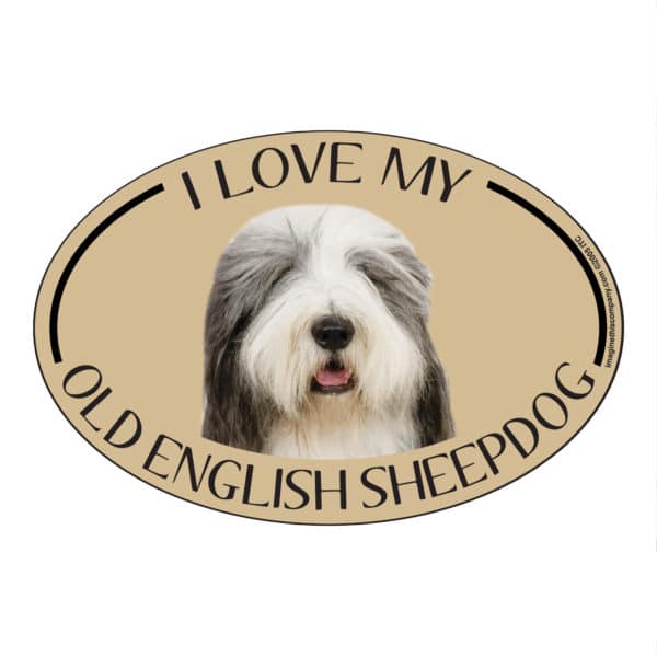 I Love my Old English Sheepdog Breed Oval Magnet