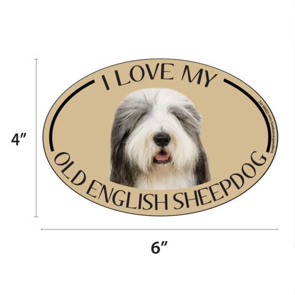 I Love my Old English Sheepdog Breed Oval Magnet - Image 2