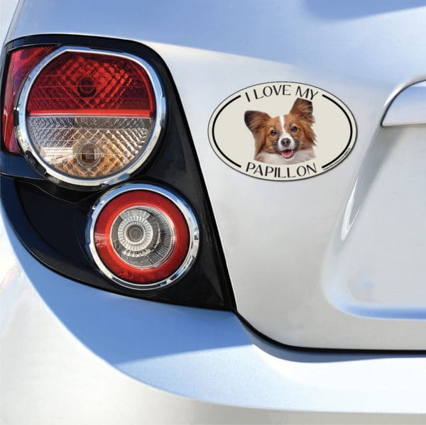 I Love my Papillon Breed Oval Magnet - Image 3