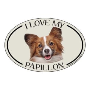 I Love my Papillon Breed Oval Magnet