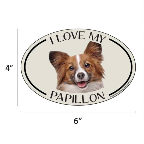 I Love my Papillon Breed Oval Magnet - Image 2