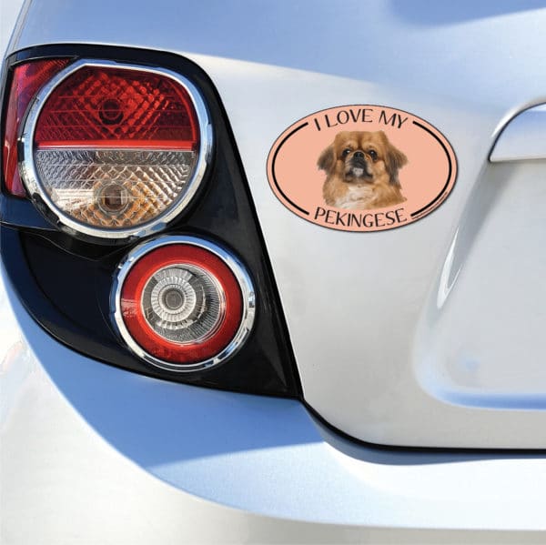 I Love my Pekingese Breed Oval Magnet - Image 3
