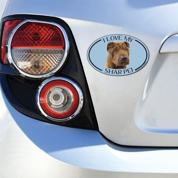 I Love my Shar Pei Breed Oval Magnet - Image 3