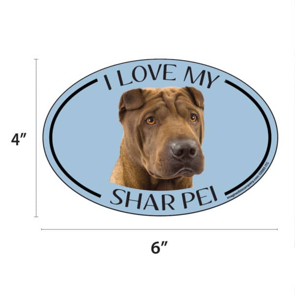 I Love my Shar Pei Breed Oval Magnet - Image 2