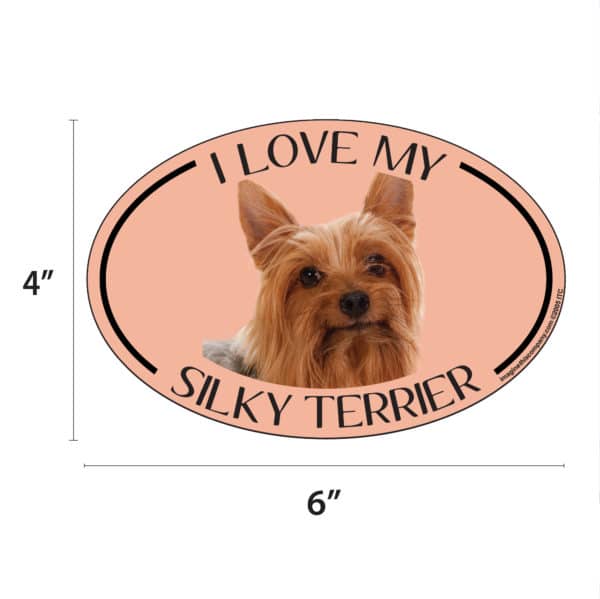 I Love my Silky Terrier Breed Oval Magnet - Image 2
