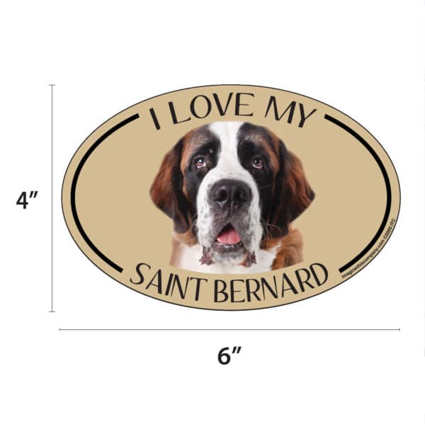 I Love my St. Bernard Breed Oval Magnet - Image 2