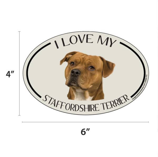 I Love my Staffordshire Terrier Breed Oval Magnet - Image 2