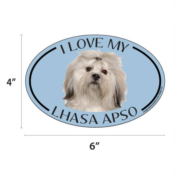 I Love my Lhasa Apso Breed Oval Magnet - Image 2