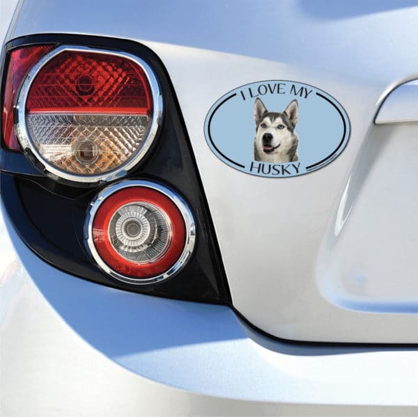 I Love my Husky Breed Oval Magnet - Image 3