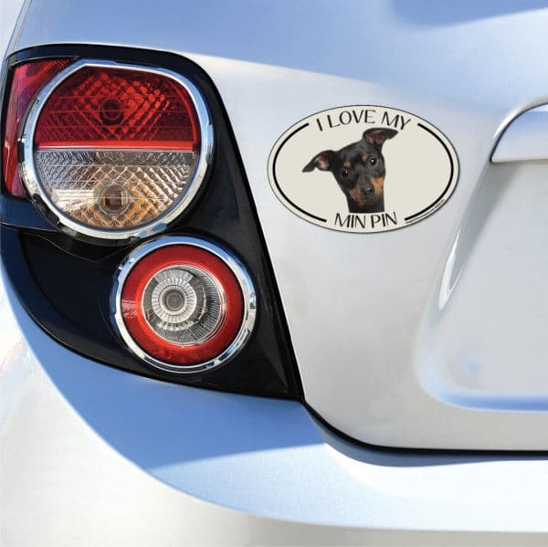 I Love my Min Pin Breed Oval Magnet - Image 3