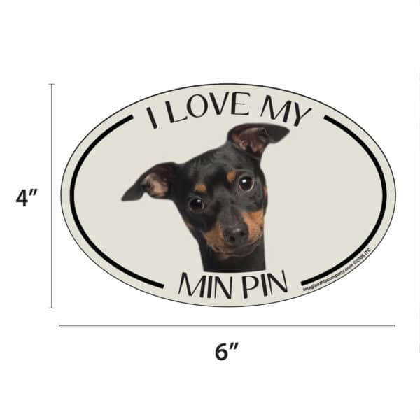 I Love my Min Pin Breed Oval Magnet - Image 2