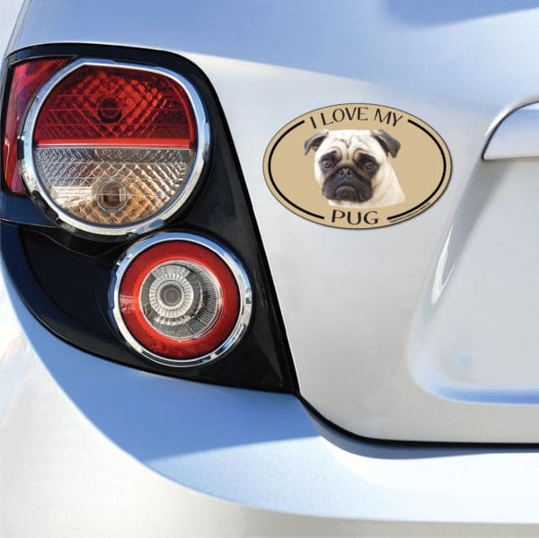 I Love my Pug Breed Oval Magnet - Image 3