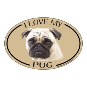 I Love my Pug Breed Oval Magnet