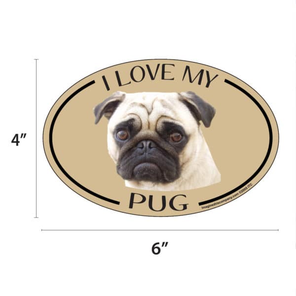 I Love my Pug Breed Oval Magnet - Image 2