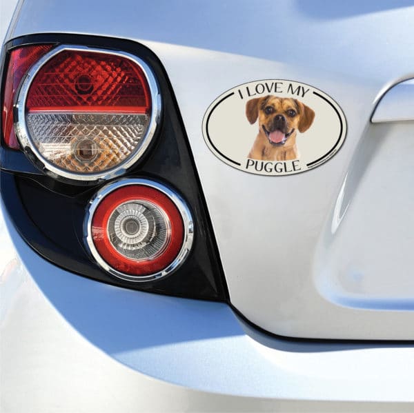 I Love my Puggle Breed Oval Magnet - Image 3