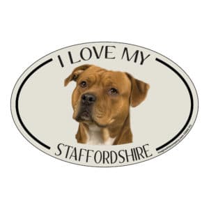 I Love my Staffordshire Breed Oval Magnet
