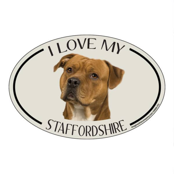 I Love my Staffordshire Breed Oval Magnet