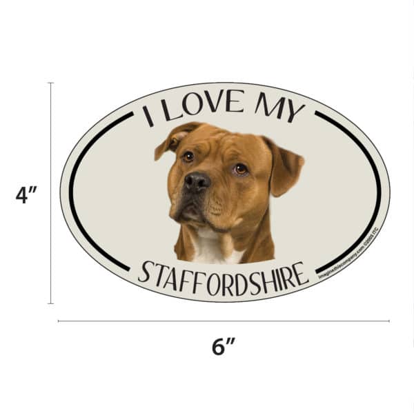 I Love my Staffordshire Breed Oval Magnet - Image 2