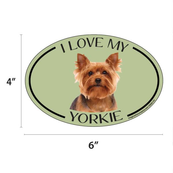 I Love my Yorkie Breed Oval Magnet - Image 2