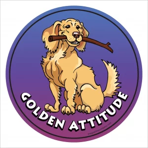Golden Retriever Attitude Circle Magnet