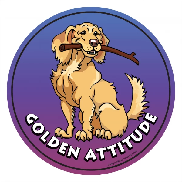 Golden Retriever Attitude Circle Magnet