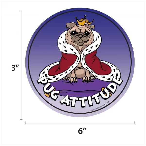 Pug Attitude Circle Magnet - Image 2
