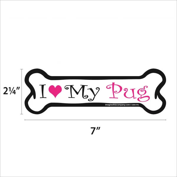 I Love My Pug Pink Bone Magnet - Image 2