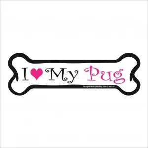I Love My Pug Pink Bone Magnet