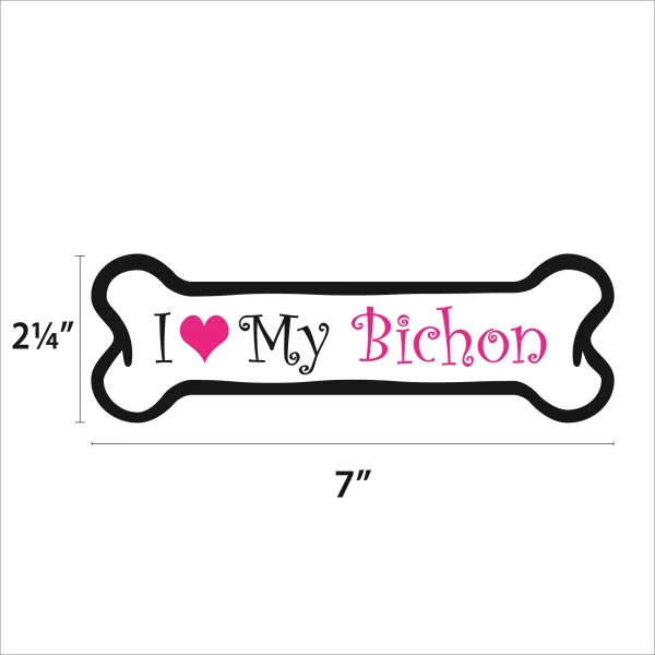 I Love My Bichon Pink Bone Magnet - Image 2