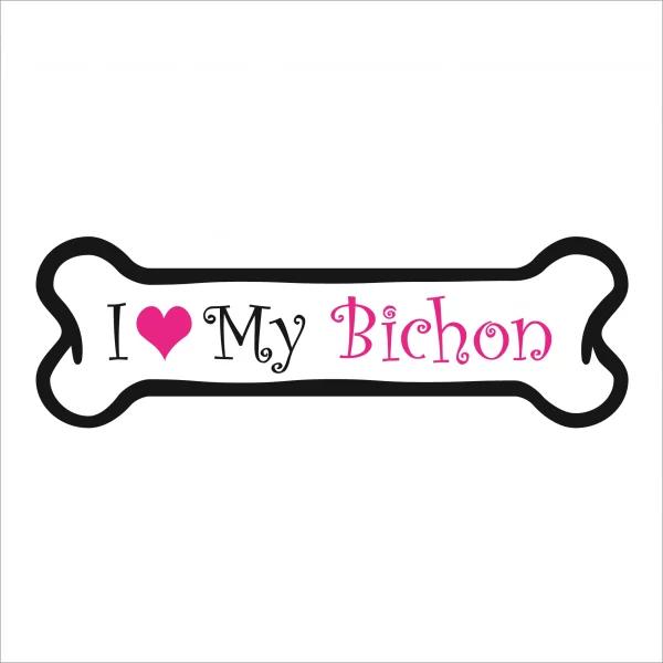 I Love My Bichon Pink Bone Magnet
