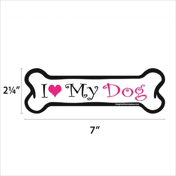 I Love my Dog Pink Bone Magnet - Image 2