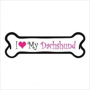 I Love my Dachshund Pink Bone Magnet