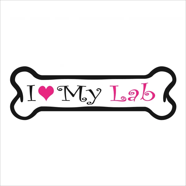 I Love My Lab Pink Bone Magnet