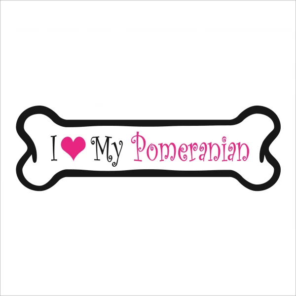 I Love My Pomeranian Pink Bone Magnet