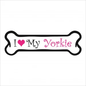 I Love My Yorkie Pink Bone Magnet