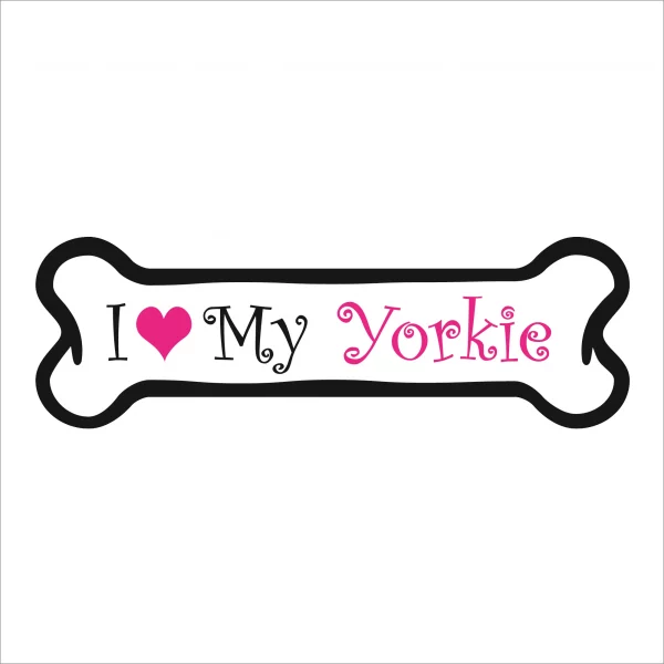 I Love My Yorkie Pink Bone Magnet