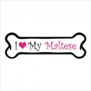 I Love My Maltese Pink Bone Magnet